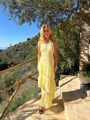 Hailey Maxi Ruffle Dress - Yellow