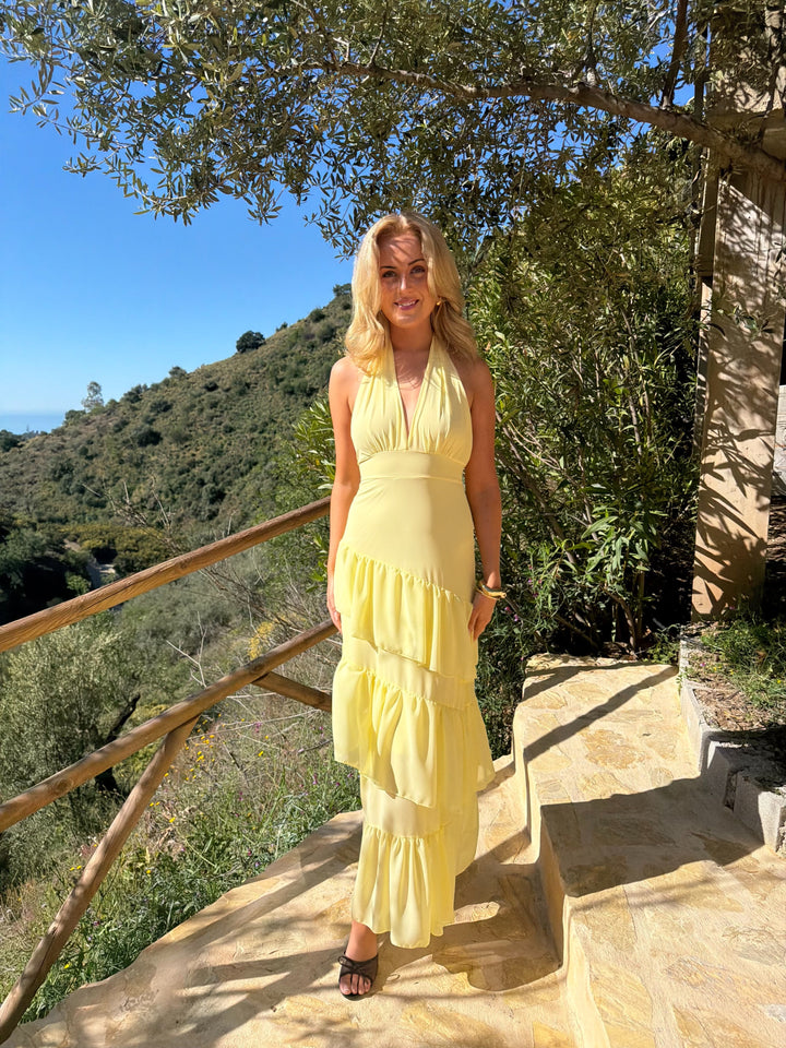 Hailey Maxi Ruffle Dress - Yellow