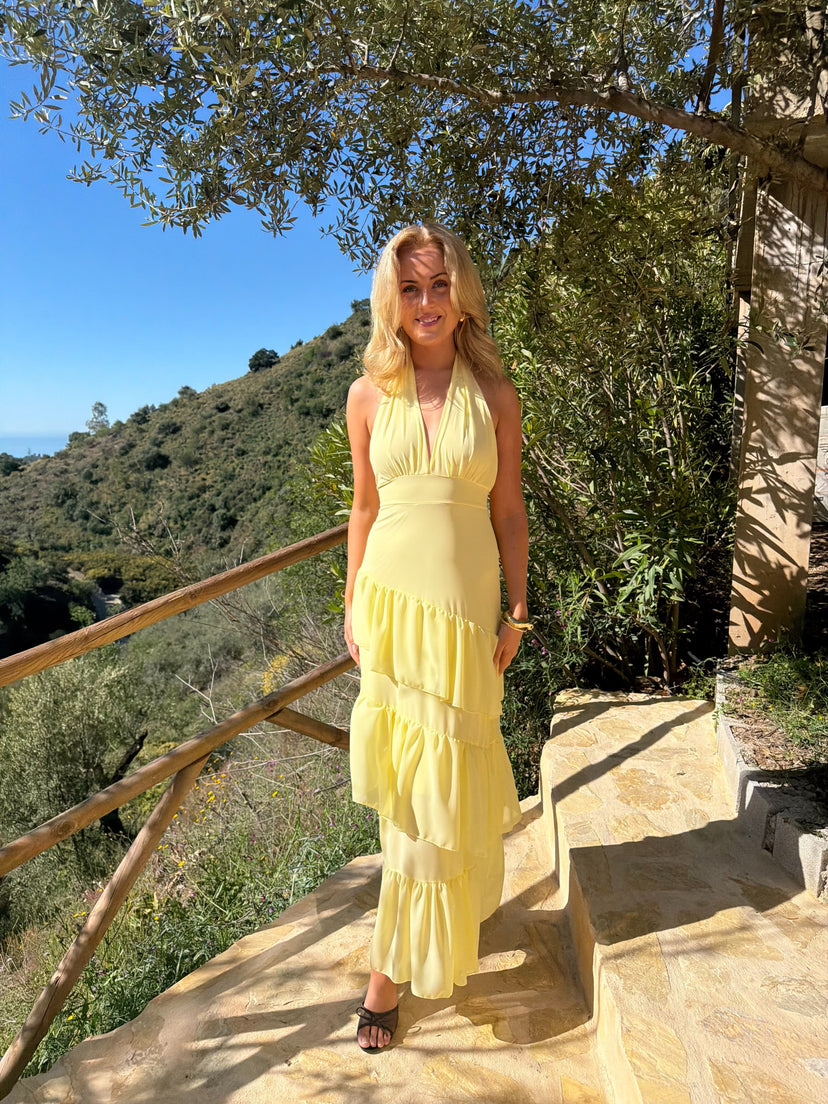 Hailey Maxi Ruffle Dress - Yellow