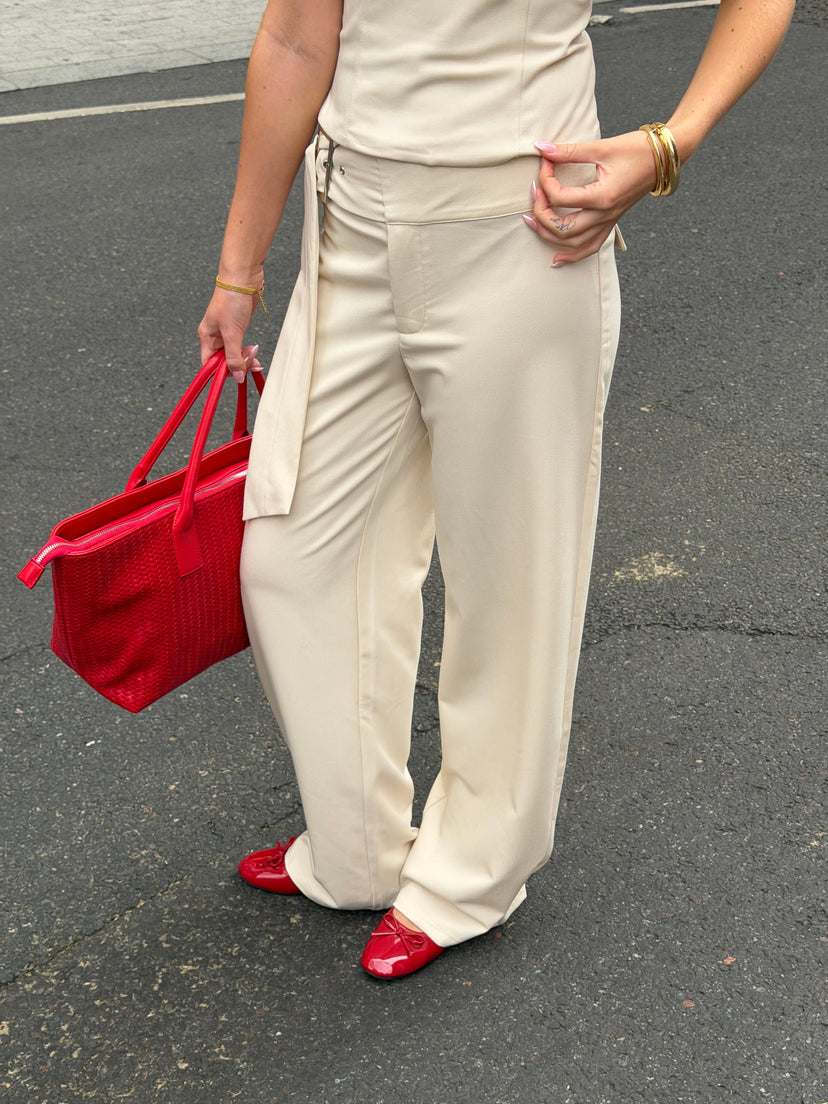 Linea XL Buckle Pants - Cream White