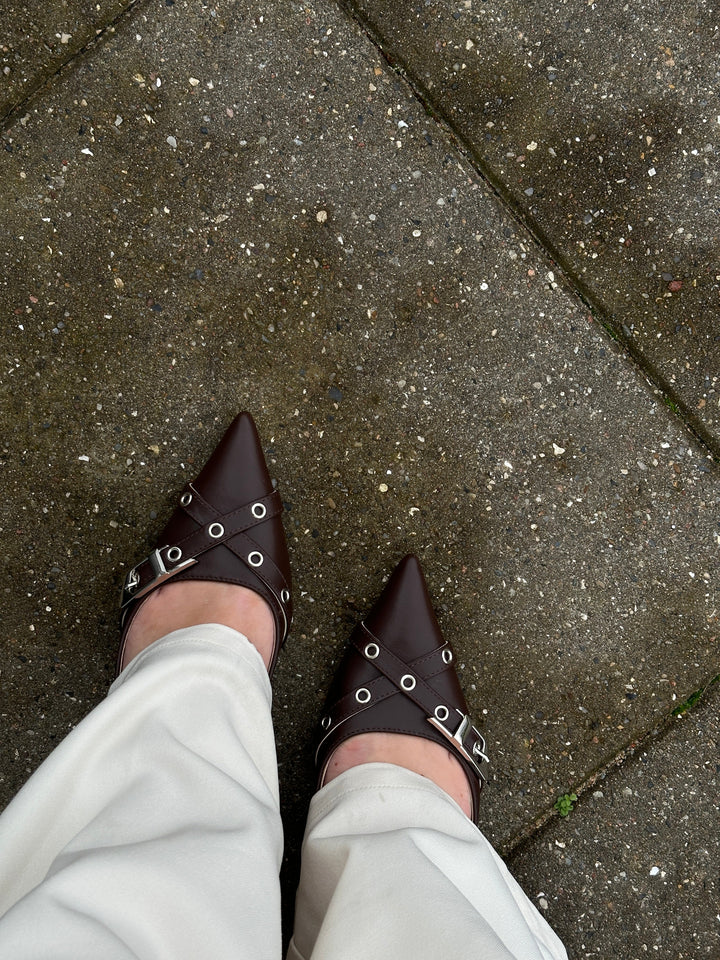 Elvira Heeled Slinback - Dark Maroon