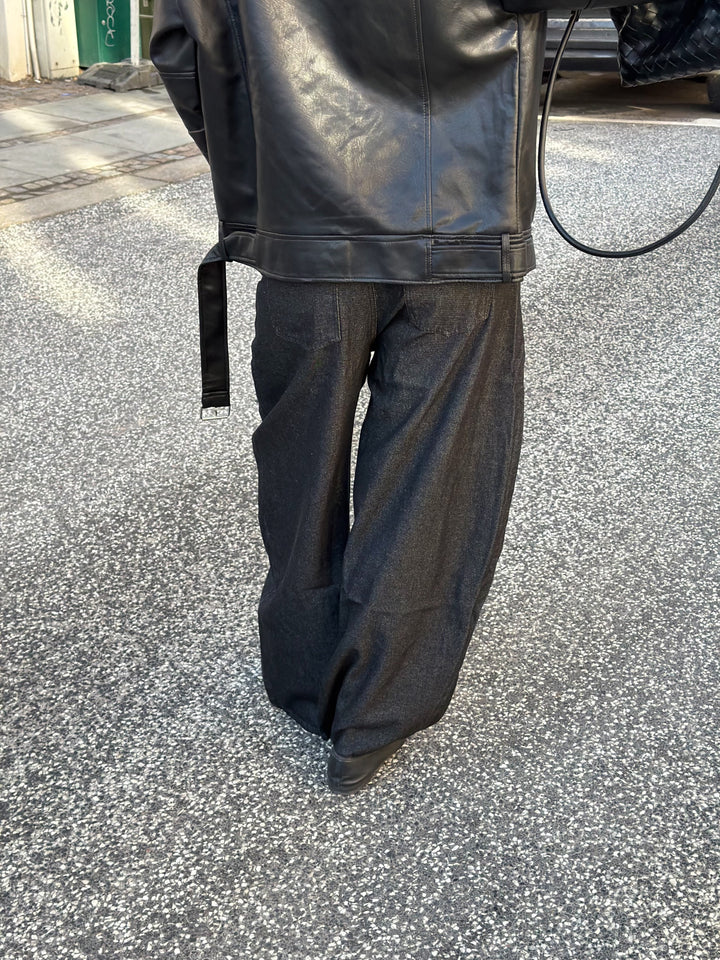 Alberte Oversize Barrel Denim Jeans - Black