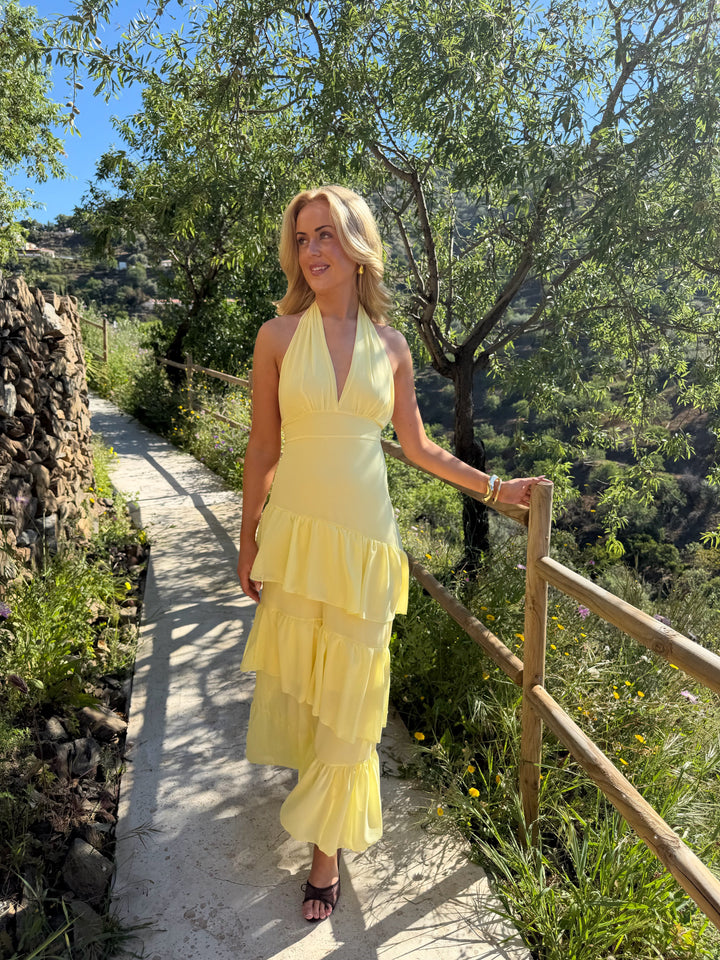 Hailey Maxi Ruffle Dress - Yellow