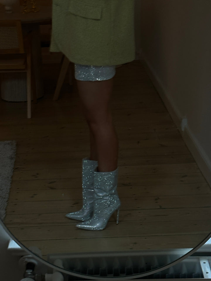Selma Rhinestone Boots - Silver