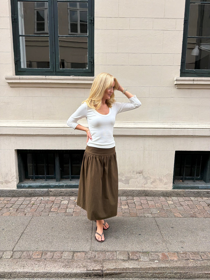 Sille Maxi Peplum Skirt - Ash Brown