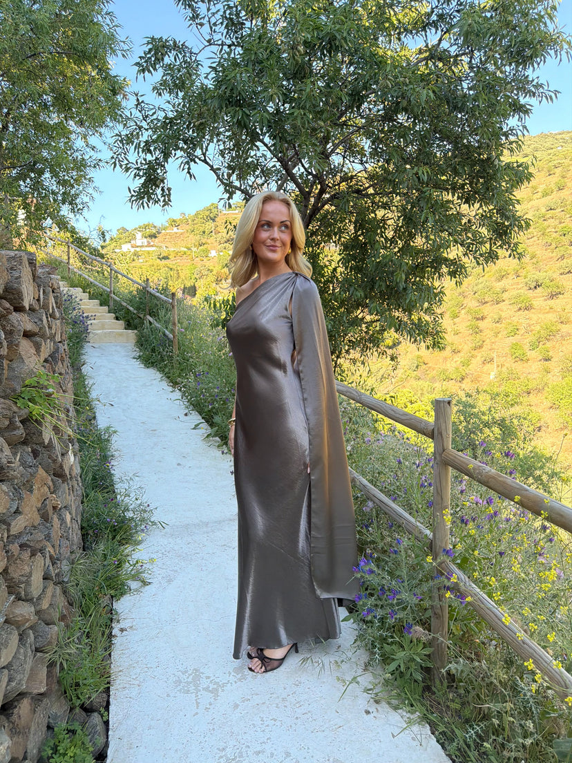 Sarah Maxi Scarf Dress - Truffle Brown