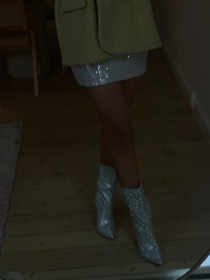 Selma Rhinestone Boots - Silver