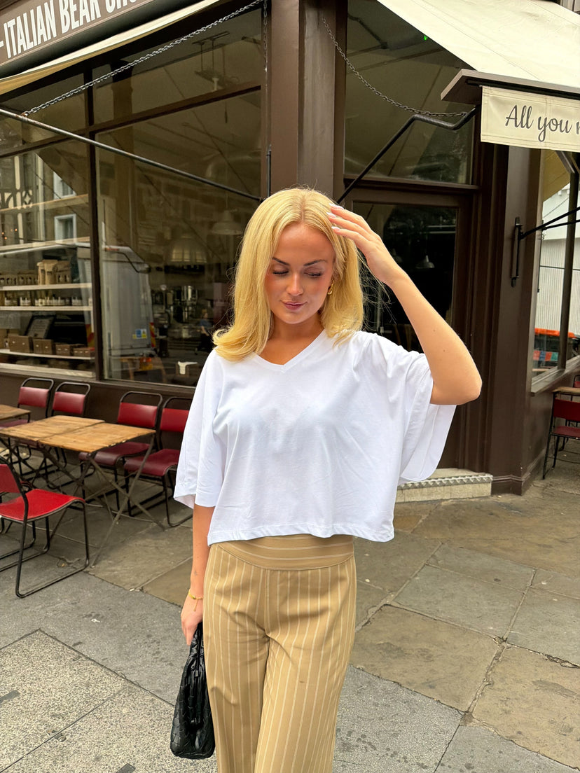 Sofie Oversize V-Neck T-shirt - White
