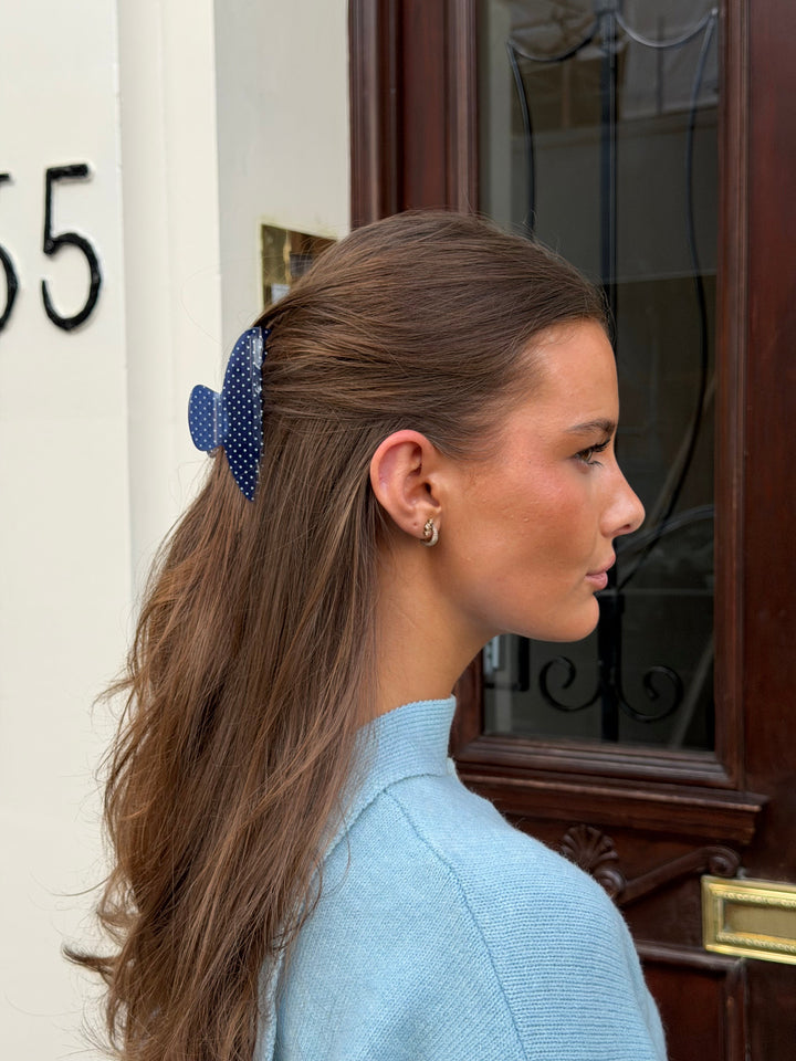 Rita Hair Clip - Navy Blue Dot