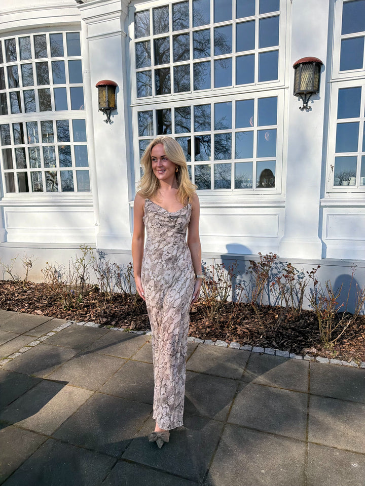 Cindy Maxi Dress - Beige Snake