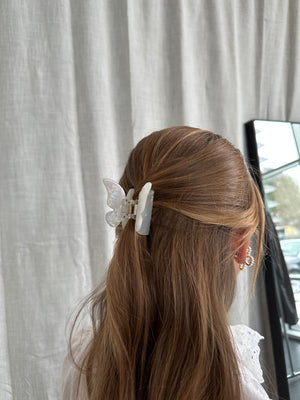 Liv Butterfly Hair Clip - White