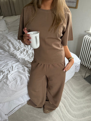 Riley Barrel Leg Sweatpants - Mocca Brown