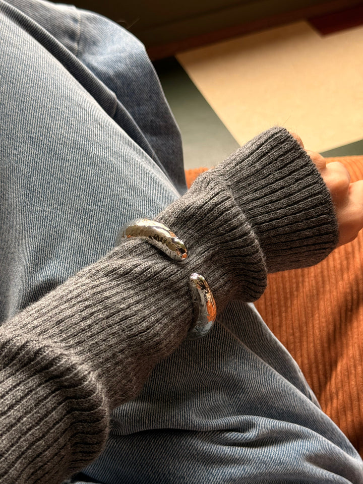 May Open Bangle Bracelet - Stainless Steel