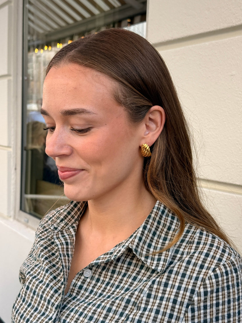 Lyra Textured Earrings - Gold Plated