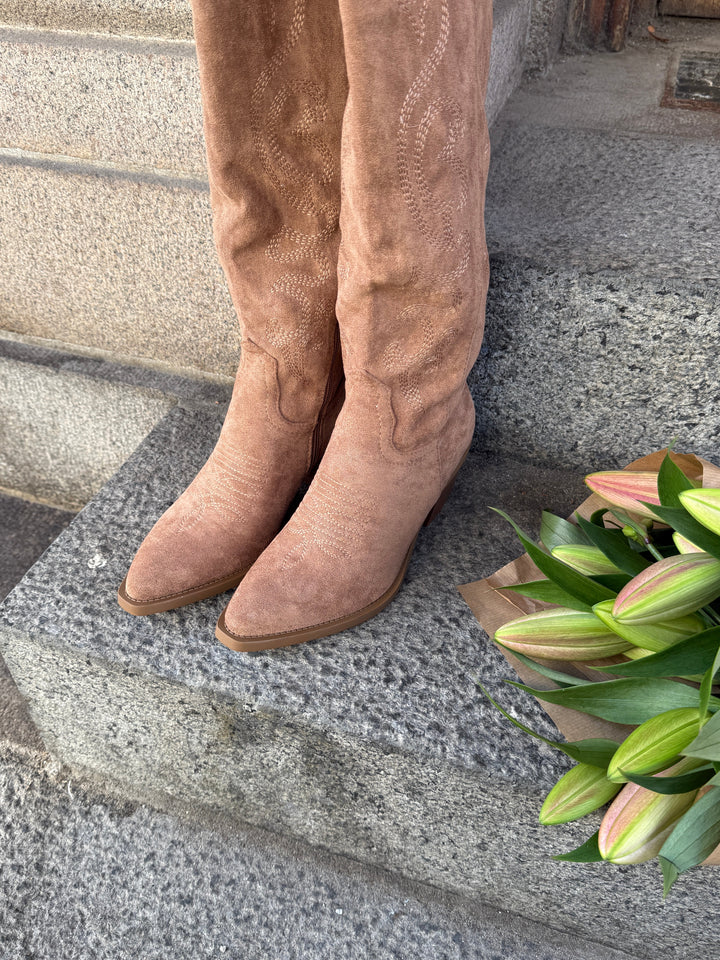 Idamarie Faux Suede Boots - Taupe