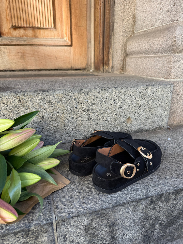 Fenja Buckle Slippers - Black