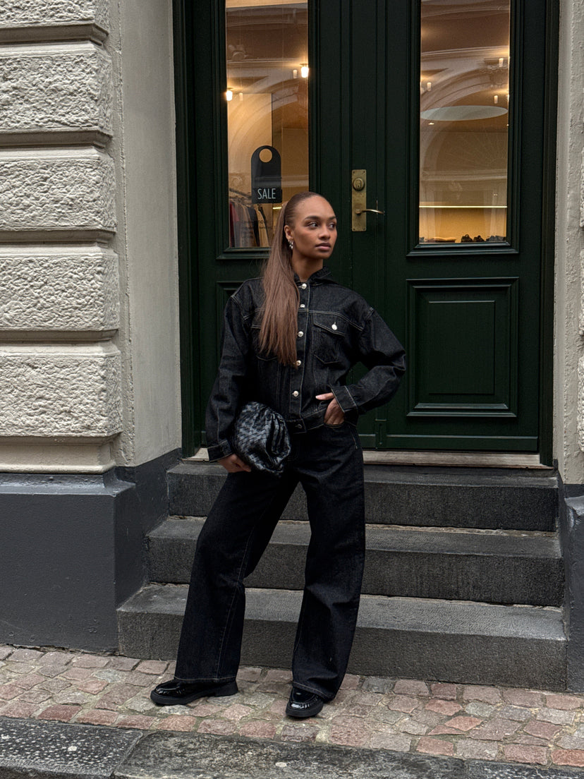 Luna Hooded Denim Jacket - Black Rinse
