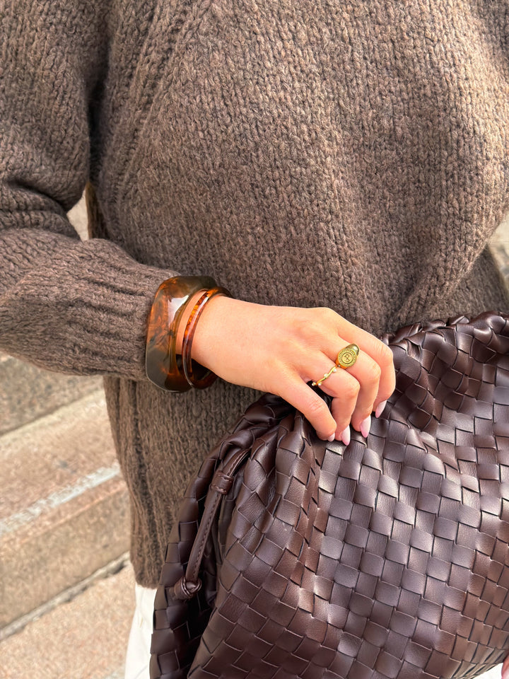 Sigga Horn Bangle Bracelet - Dark Brown