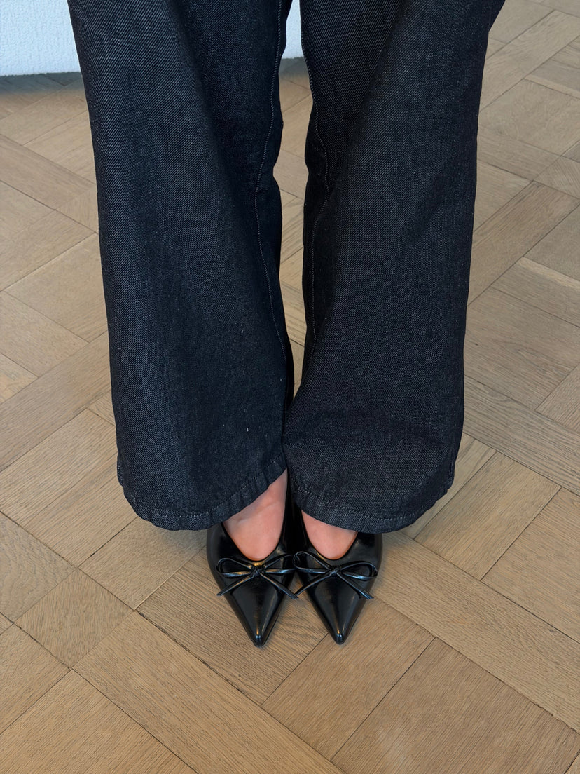 Patricia Slingback Bow Ballerina - Shiny Black