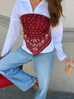 Vigga Paisley Bandana - Wine Red