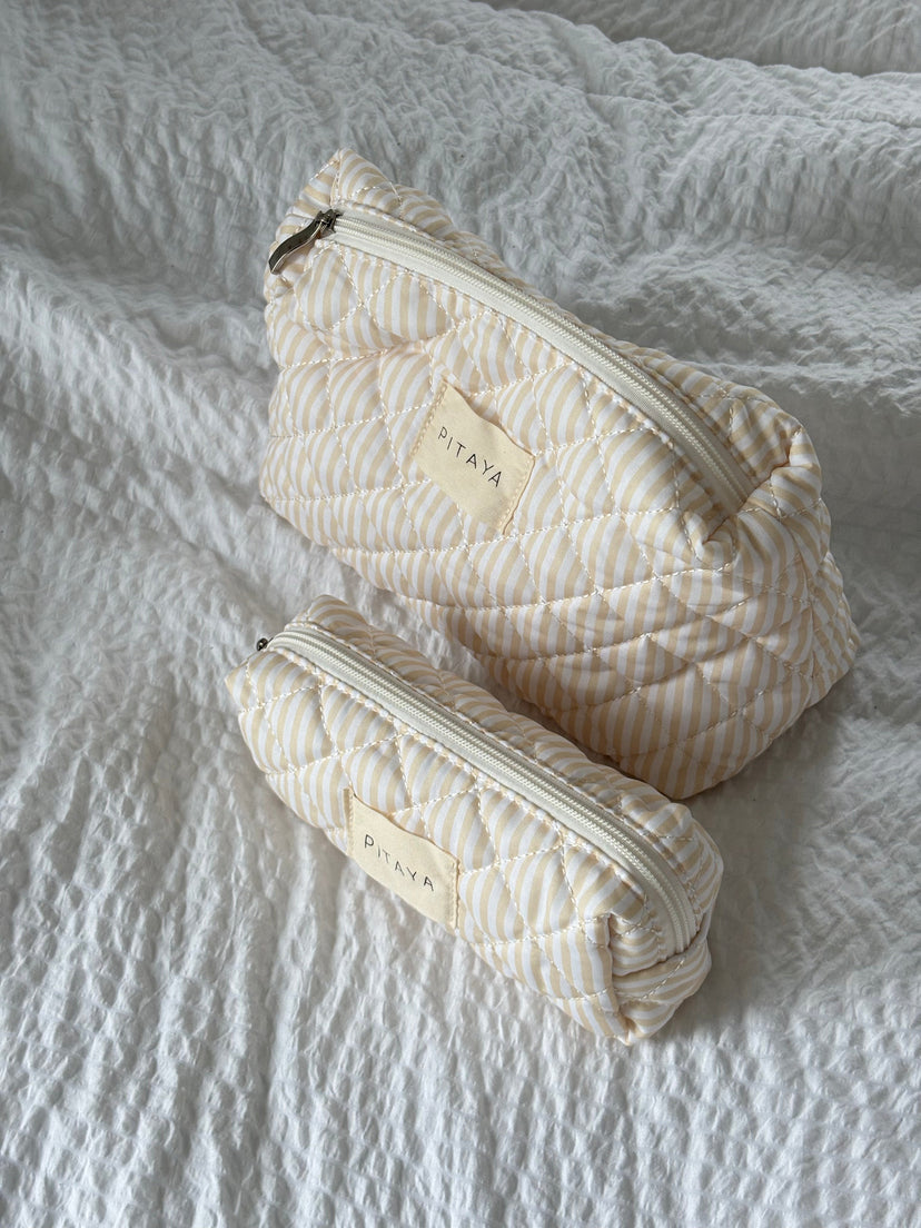 Small Makeup Bag - Yellow Stripe