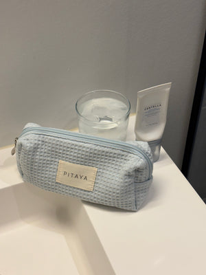 Small Waffle Makeup Bag - Baby Blue