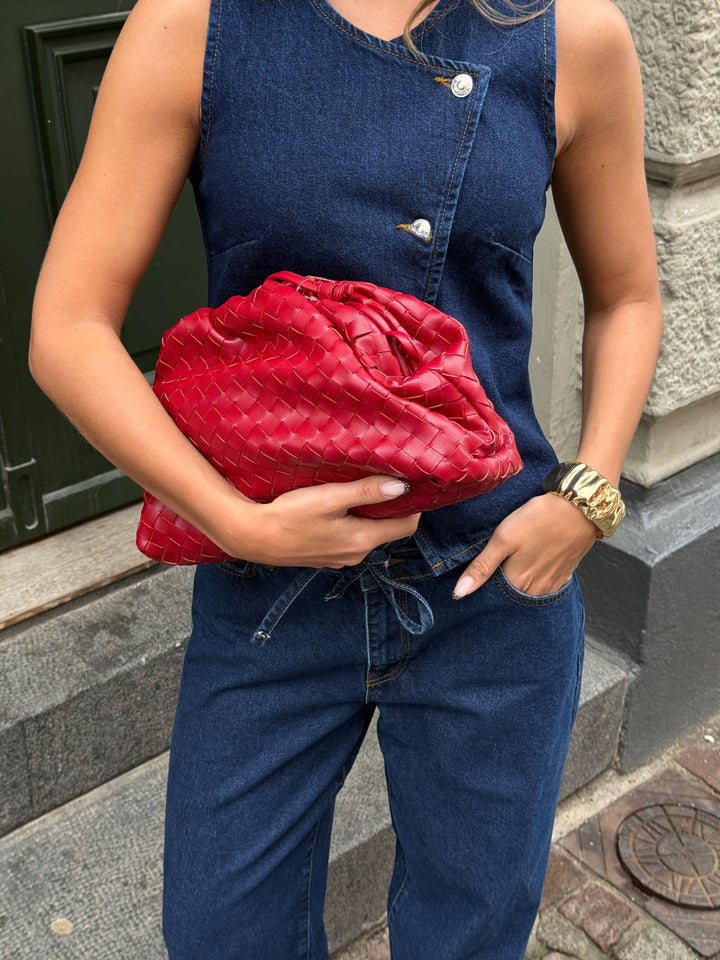 Aya Large Clutch - Deep Red