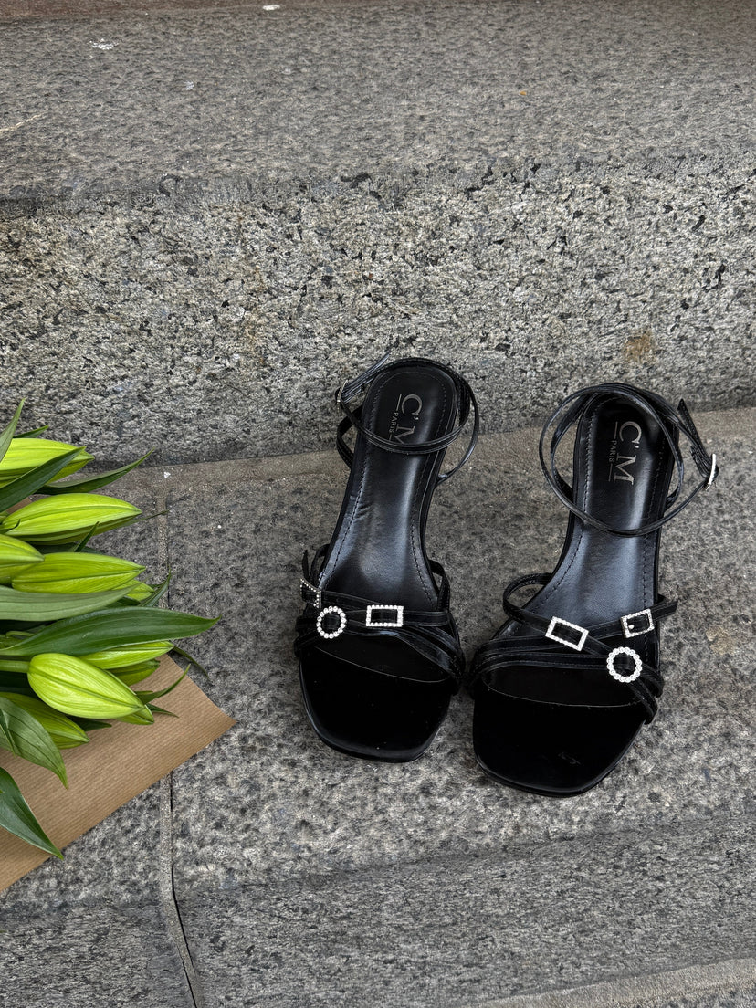 Merle Rhinestone Heel - Black