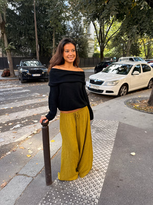 Pauline Wide Flowy Pants - Deep Moss Green