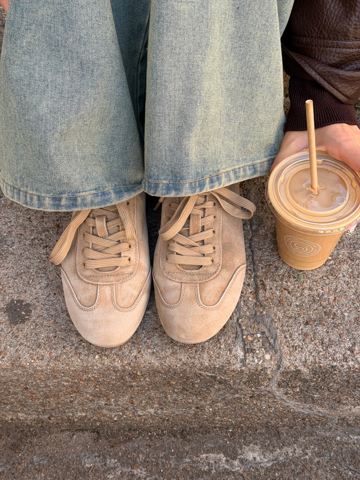 Verona Suede Leather Sneakers - Golden Oat