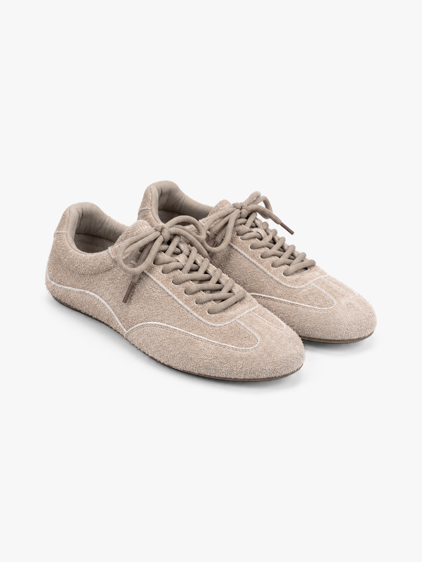 Lana Hairy Suede Leather Sneakers - Warm Grey