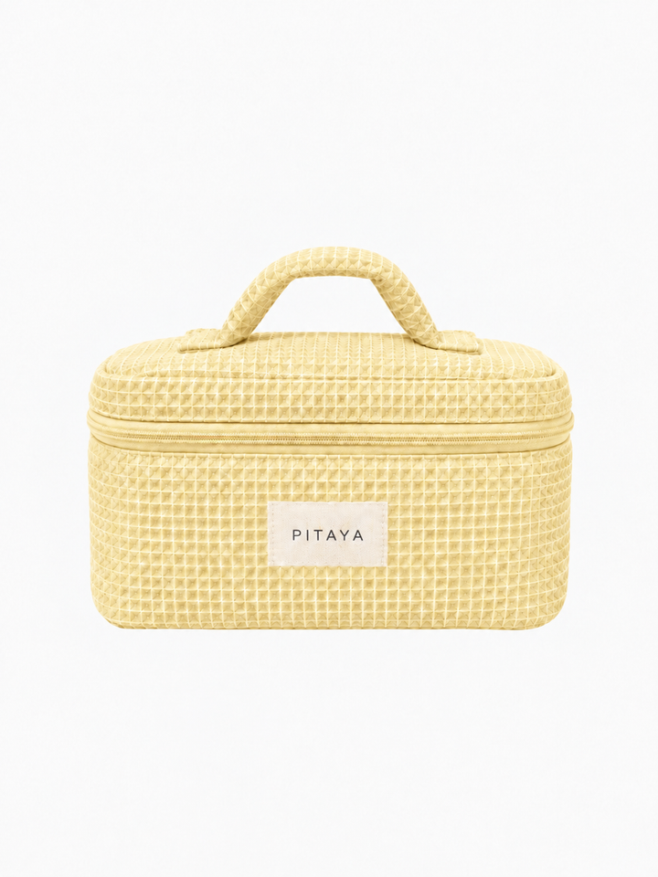 Large Waffle Makeup Bag - Light Yellow