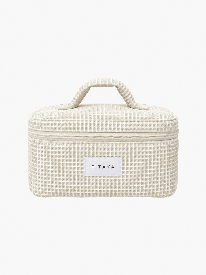 Large Waffle Makeup Bag - White