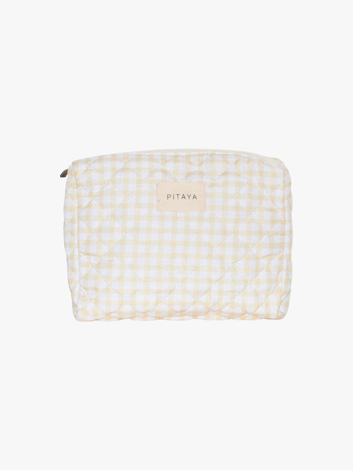 Medium Makeup Bag - Yellow Check