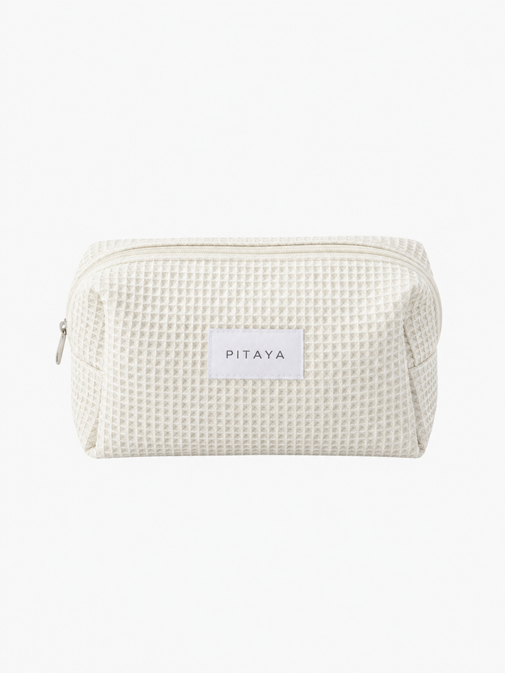 Medium Waffle Makeup Bag - White