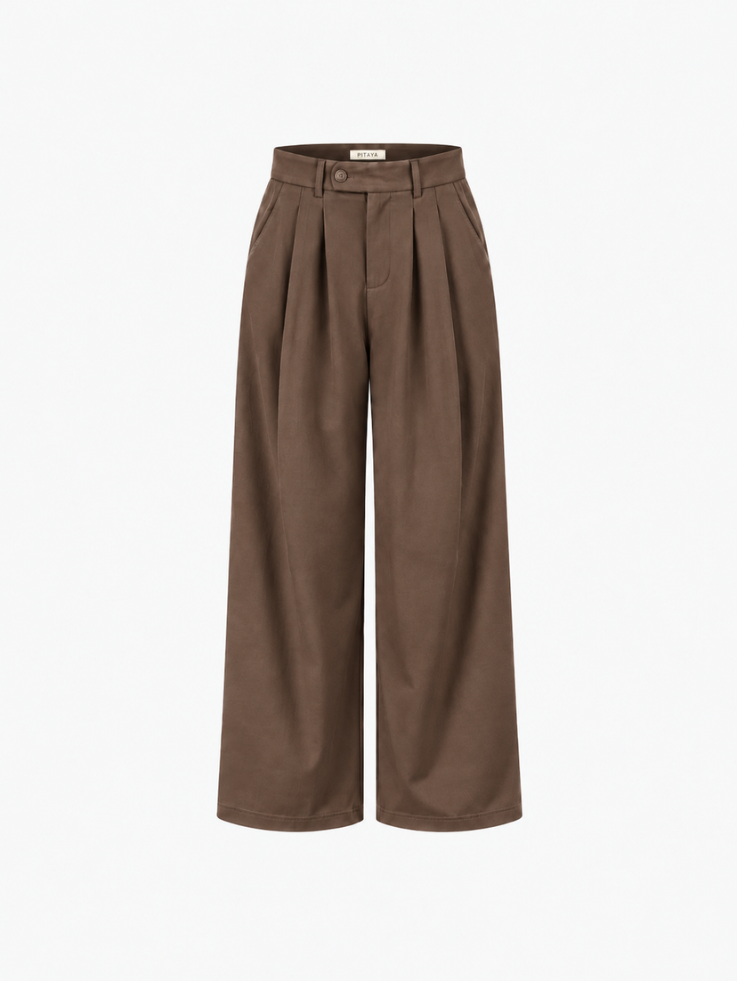 Nora Cotton Twill Pants - Truffle Brown