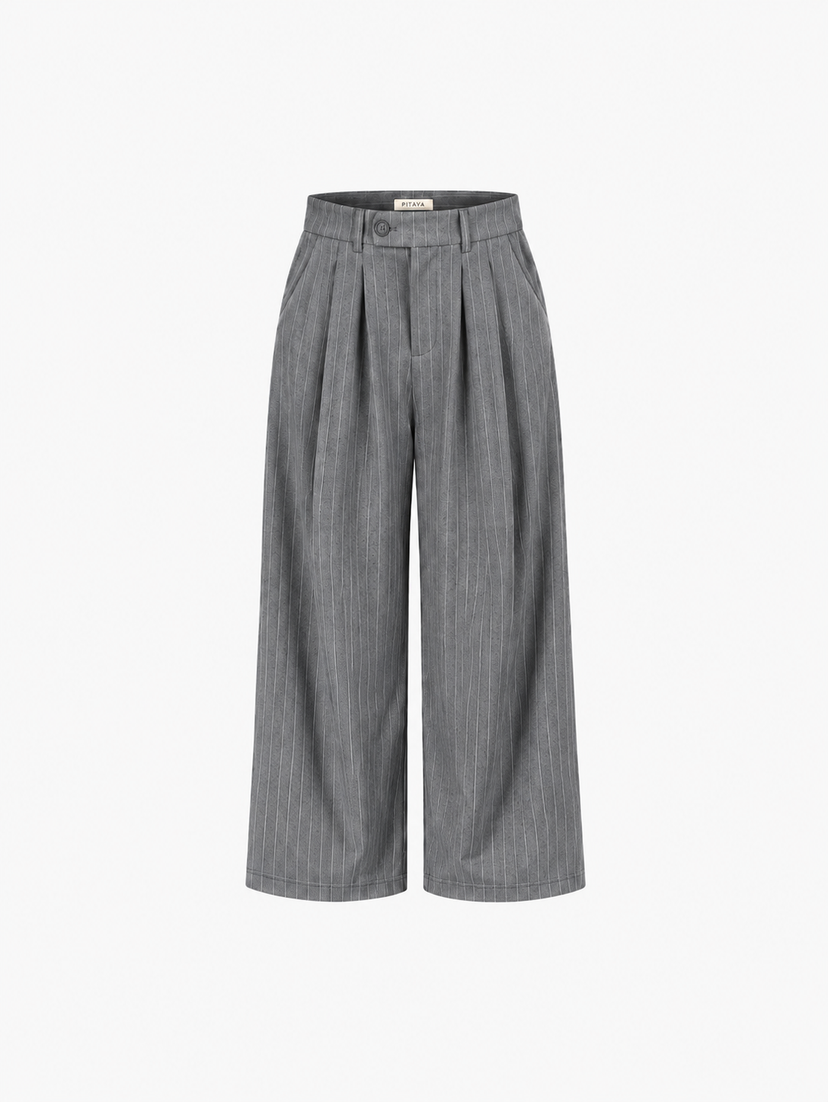 Nora Pants Petit - Medium Grey Pinstripe