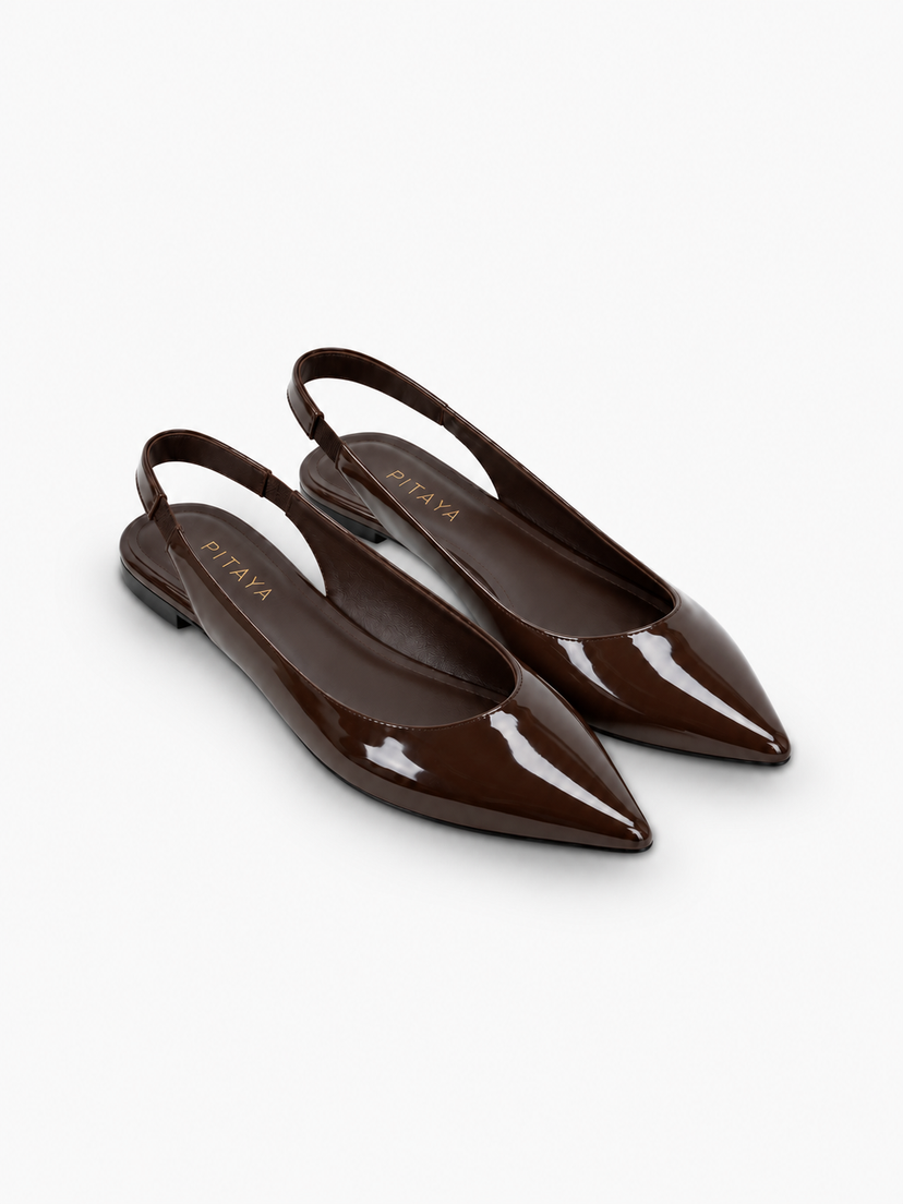 Patricia Slingback Ballerina - Shiny Dark Brown