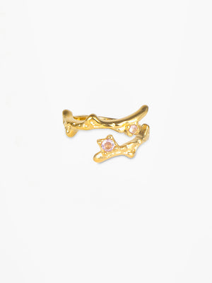 Rosa Double Stone Ring - Gold Plated
