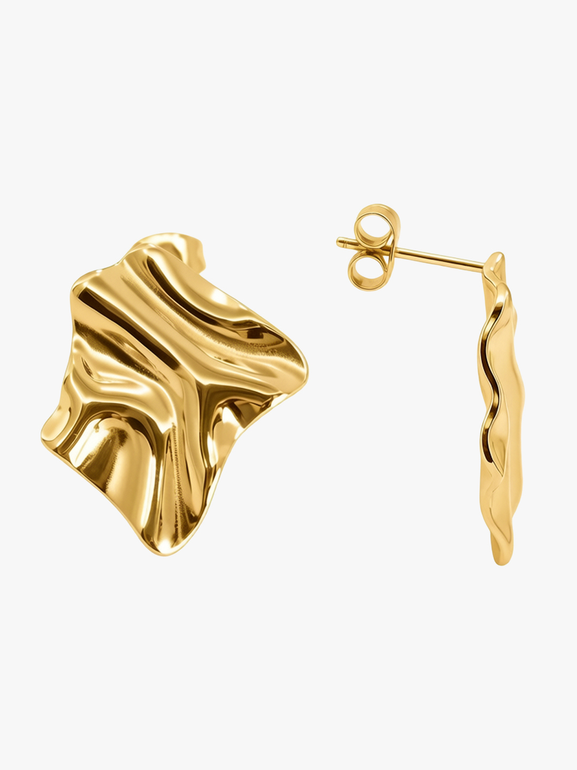 Dianna Textured Earrings - Gold Plated