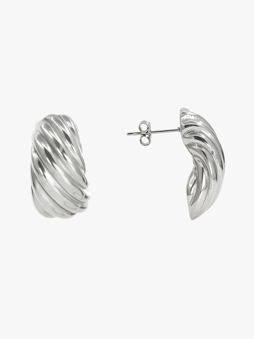 Lyra Textured Earrings - Stainless Steel