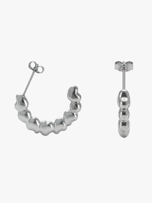 Kajsa Heart Hoop Earrings - Stainless Steel