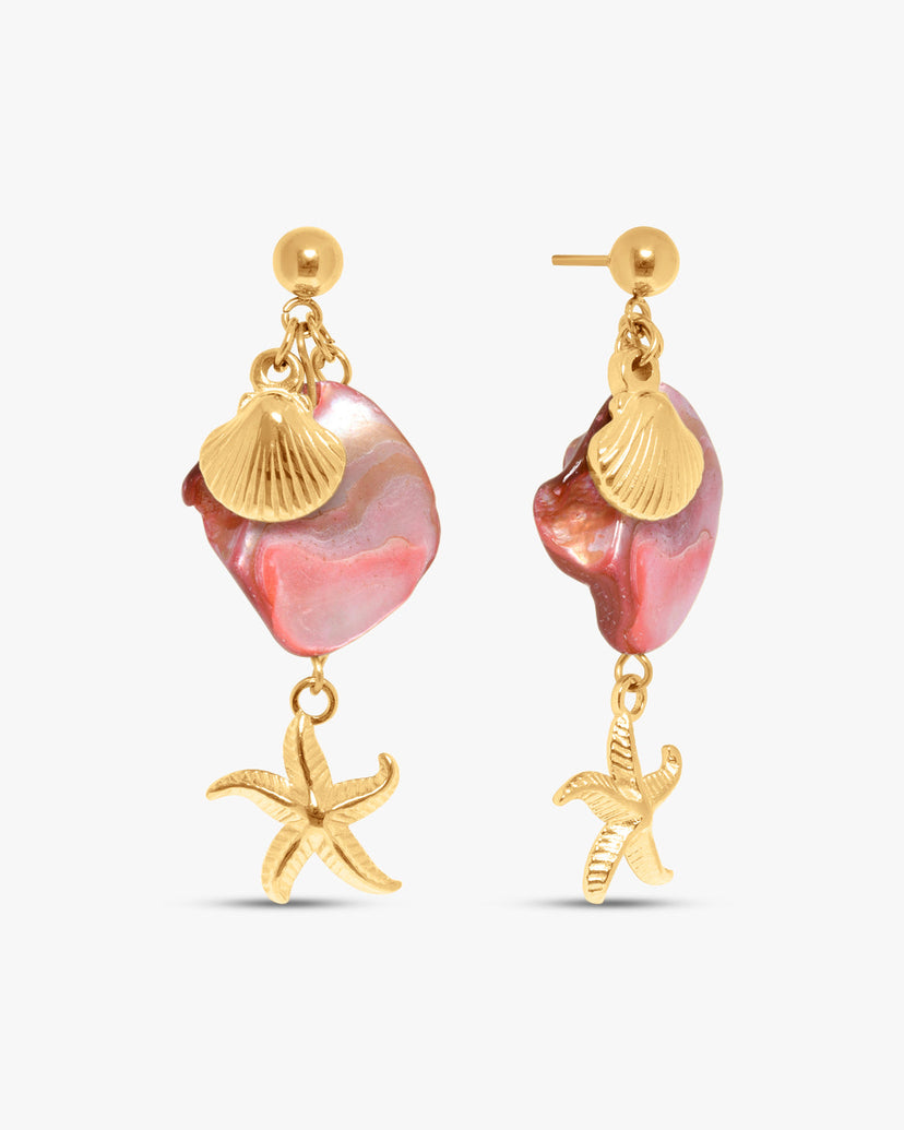 Stella Long Shell Earrings - Pink