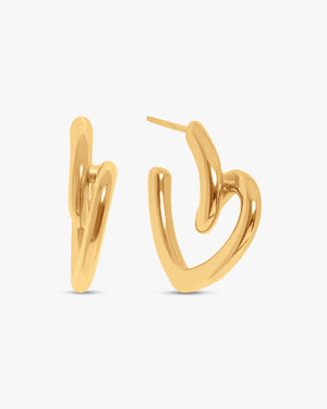 Stine Heart Swirl Earrings - Gold