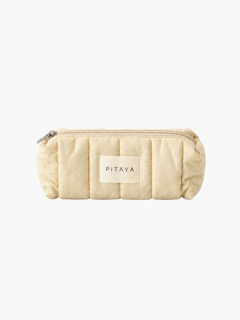 Small Triangle Makeup Bag - Cream White