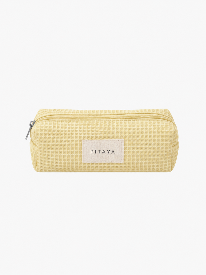 Small Waffle Makeup Bag - Light Yellow