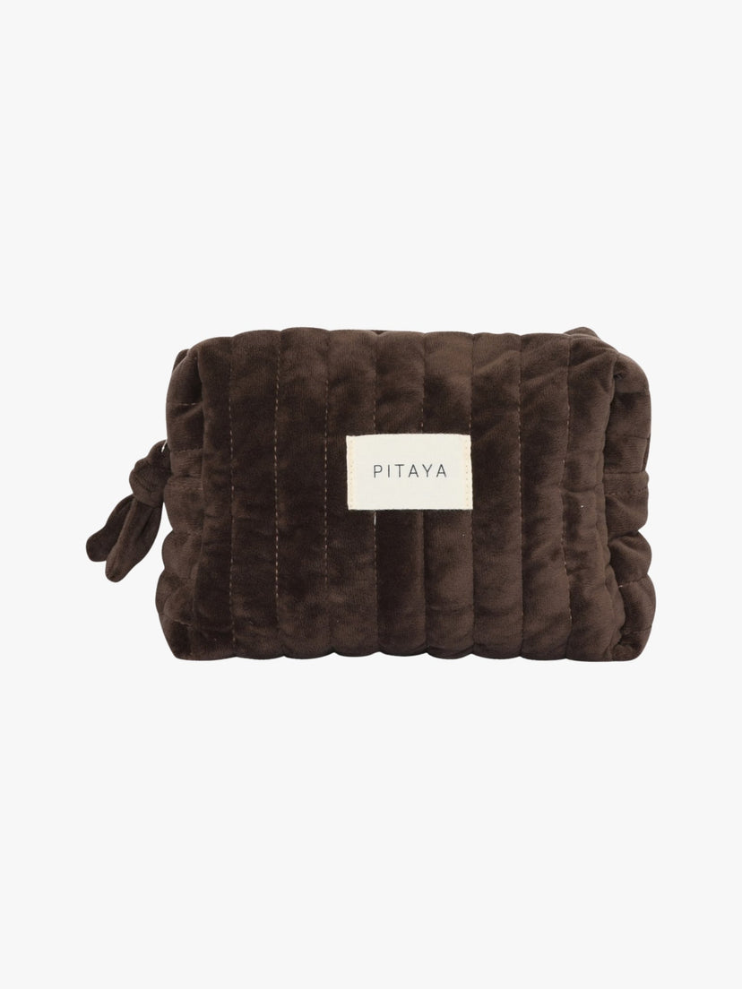 Velvet Makeup Bag Medium - Dark Brown