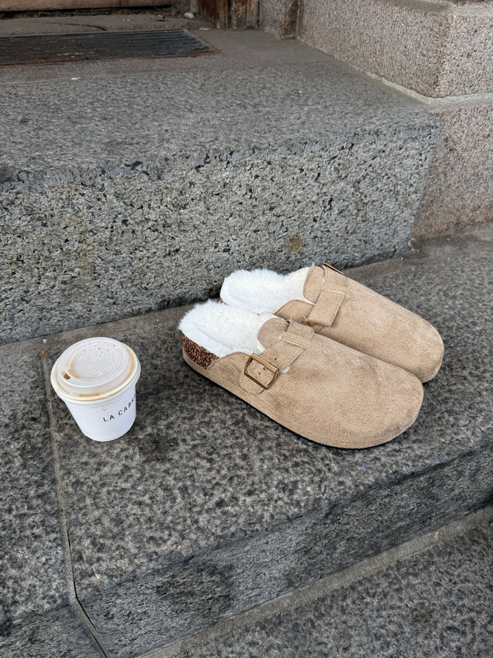 Augusta Teddy Slippers - Taupe