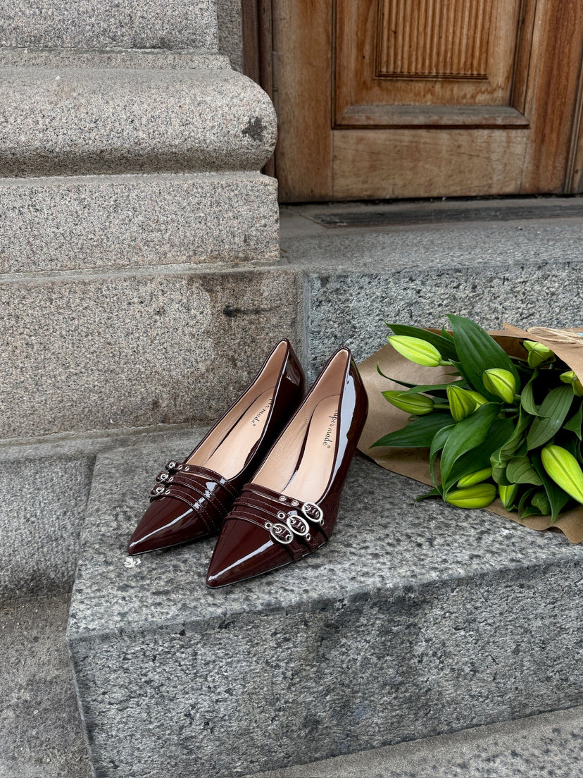 Cornelia Buckle Pumps - Dark Brown