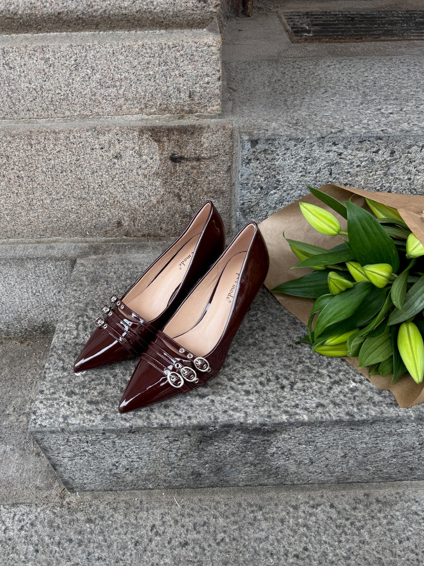 Cornelia Buckle Pumps - Dark Brown